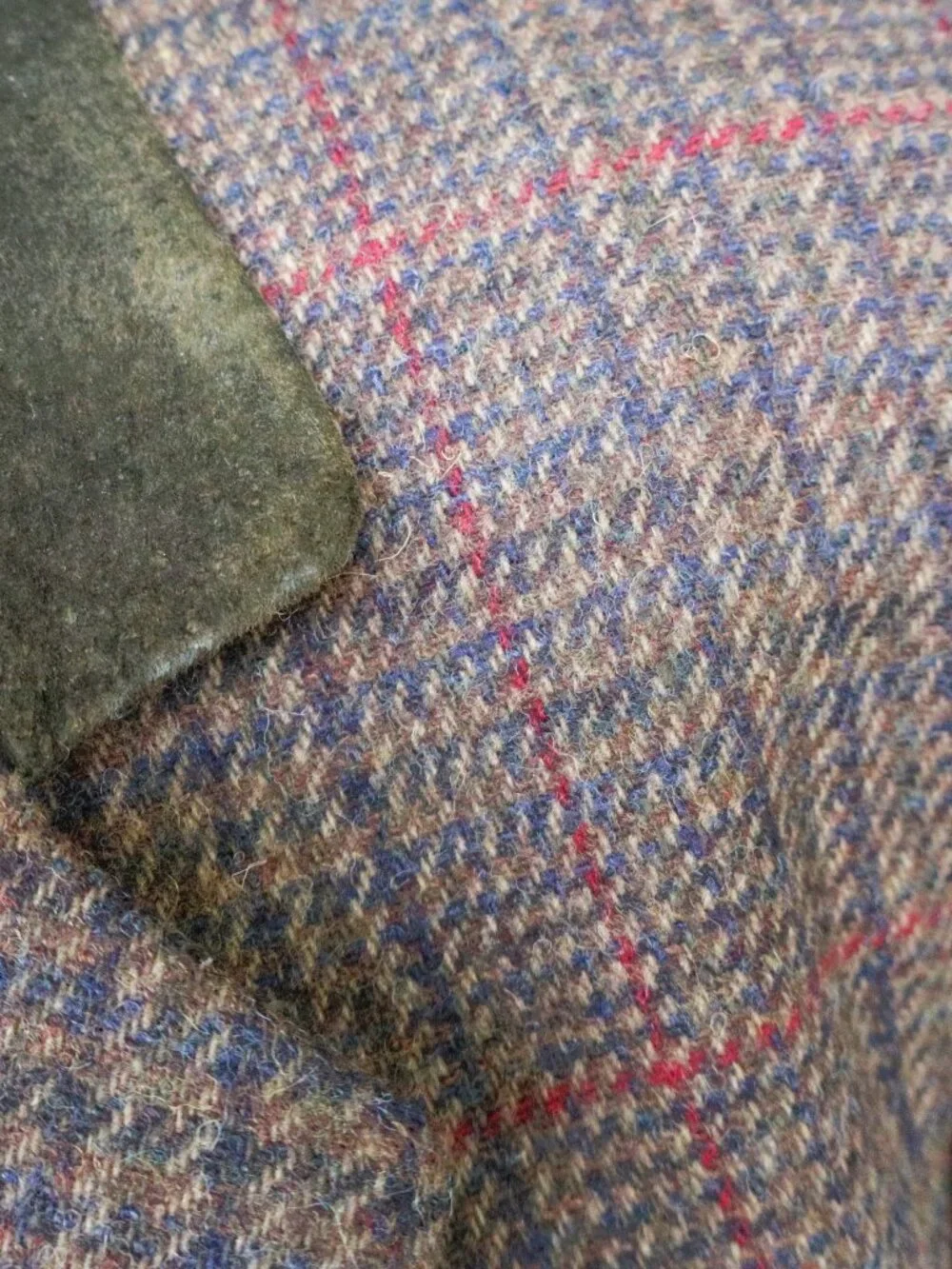 Vintage Wool Plaid Blazer Suede Trim Jacket Women 12 Made in Russia